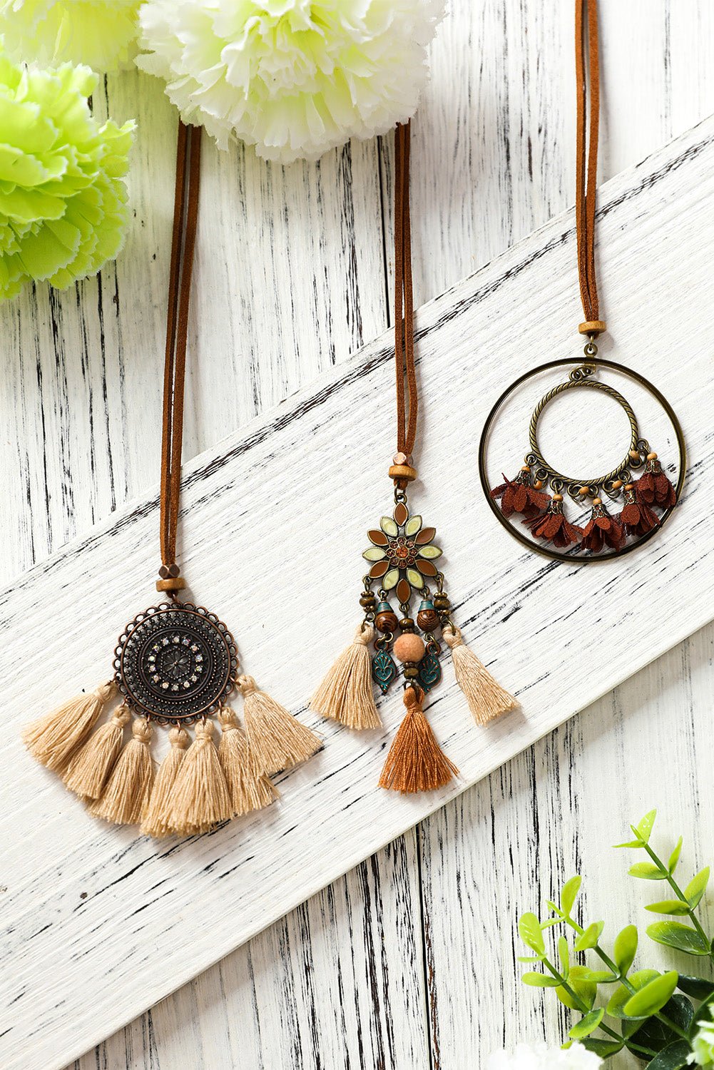 Multicolor 3pcs Bohemian Retro Tasseled Pendant Necklace - Style Chic Couture