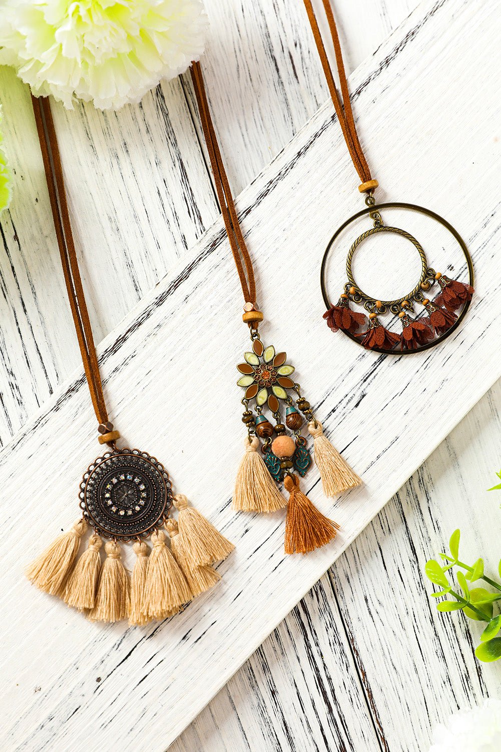 Multicolor 3pcs Bohemian Retro Tasseled Pendant Necklace - Style Chic Couture