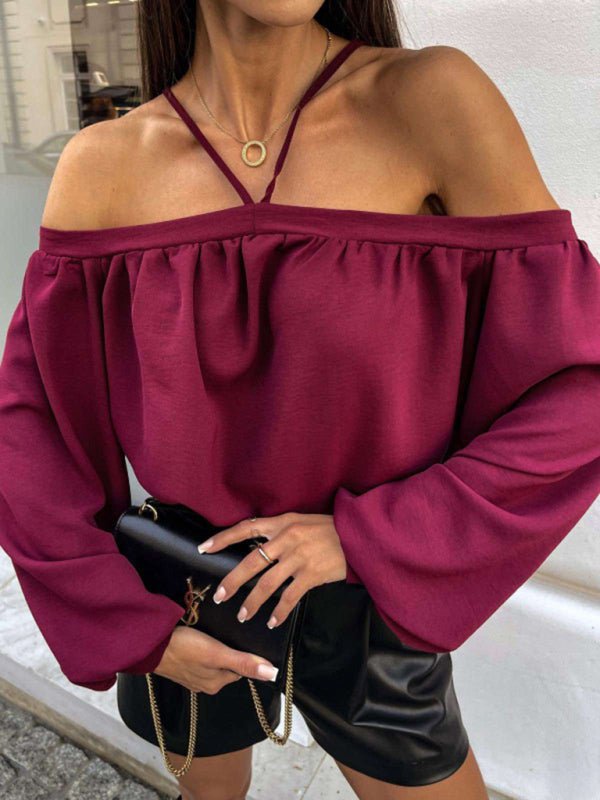 New halter neck long sleeve top - Style Chic Couture