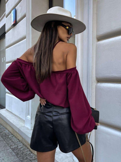 New halter neck long sleeve top - Style Chic Couture