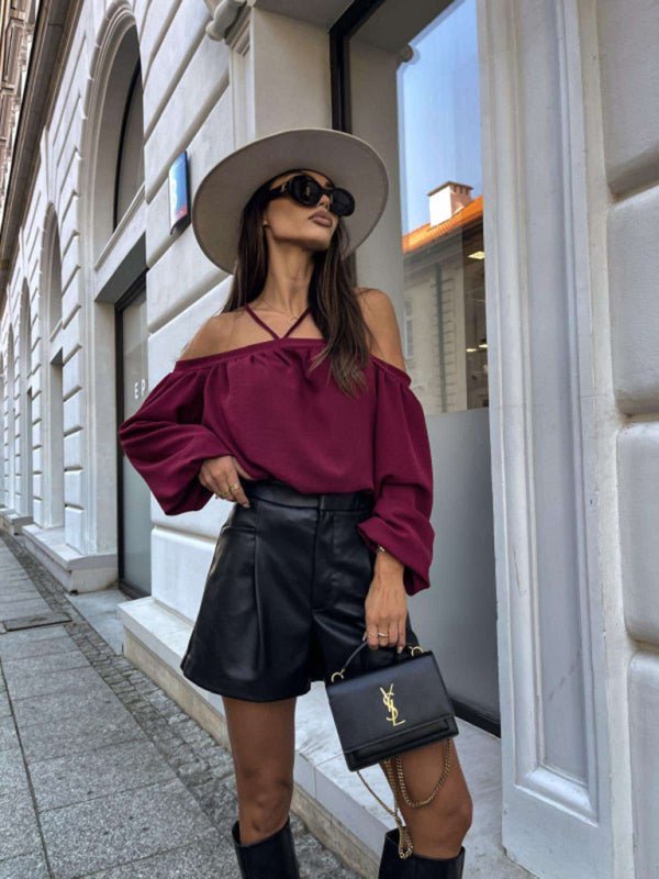 New halter neck long sleeve top - Style Chic Couture