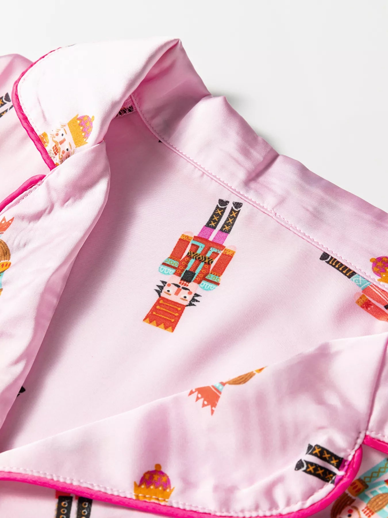 Nutcracker Print Pajama Set with Contrast Trim