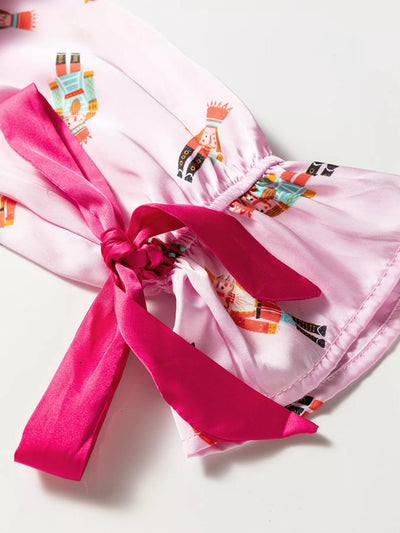 Nutcracker Print Pajama Set with Contrast Trim