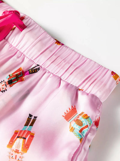 Nutcracker Print Pajama Set with Contrast Trim