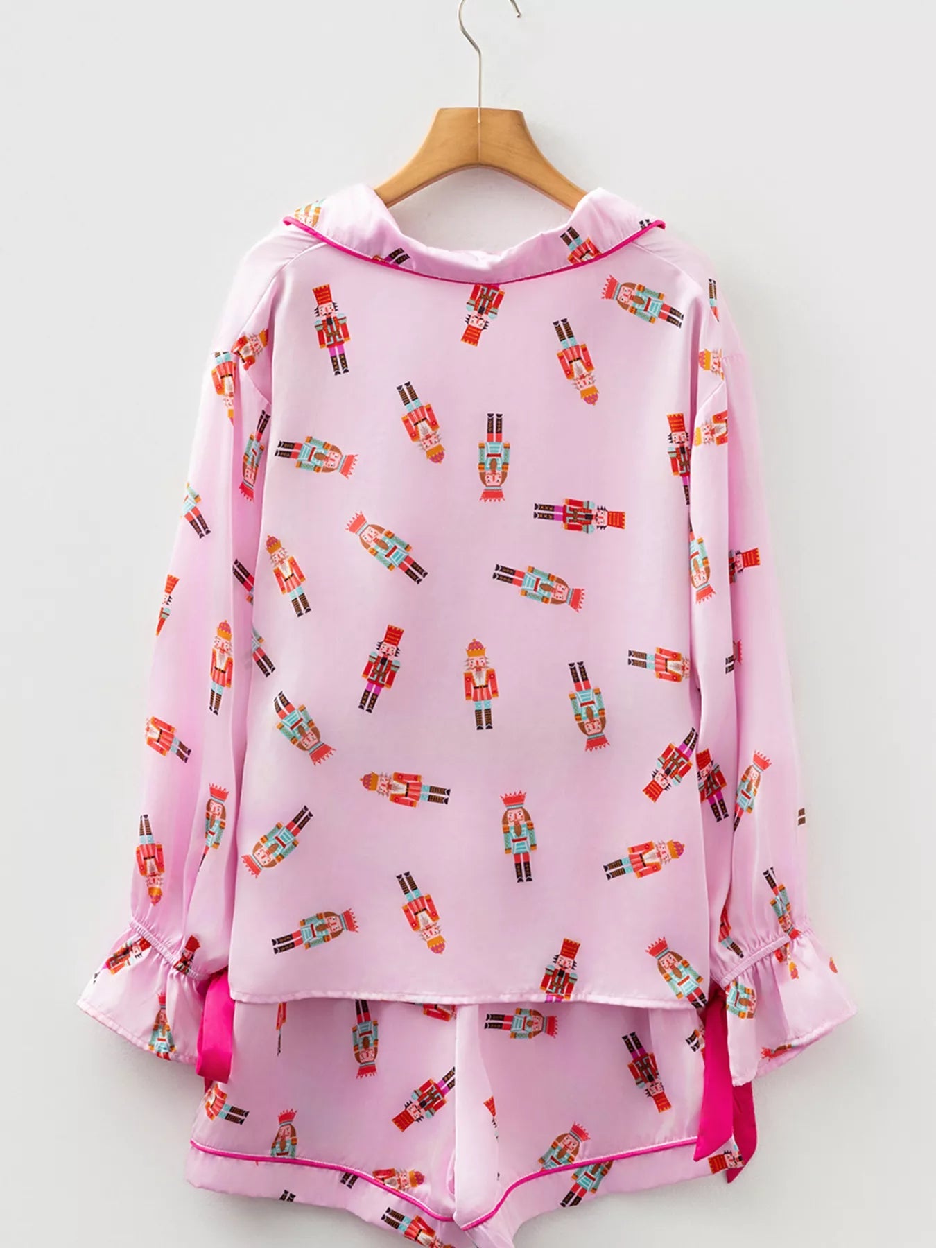 Nutcracker Print Pajama Set with Contrast Trim