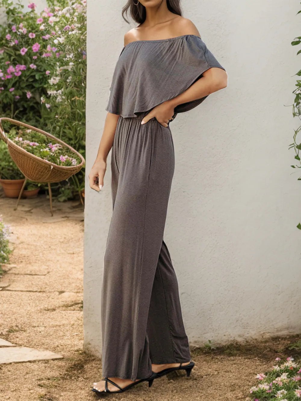 Off - Shoulder Wide Leg Jumpsuit - Style Chic Couture