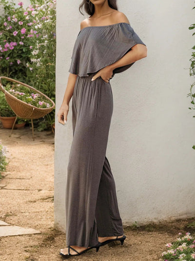 Off - Shoulder Wide Leg Jumpsuit - Style Chic Couture