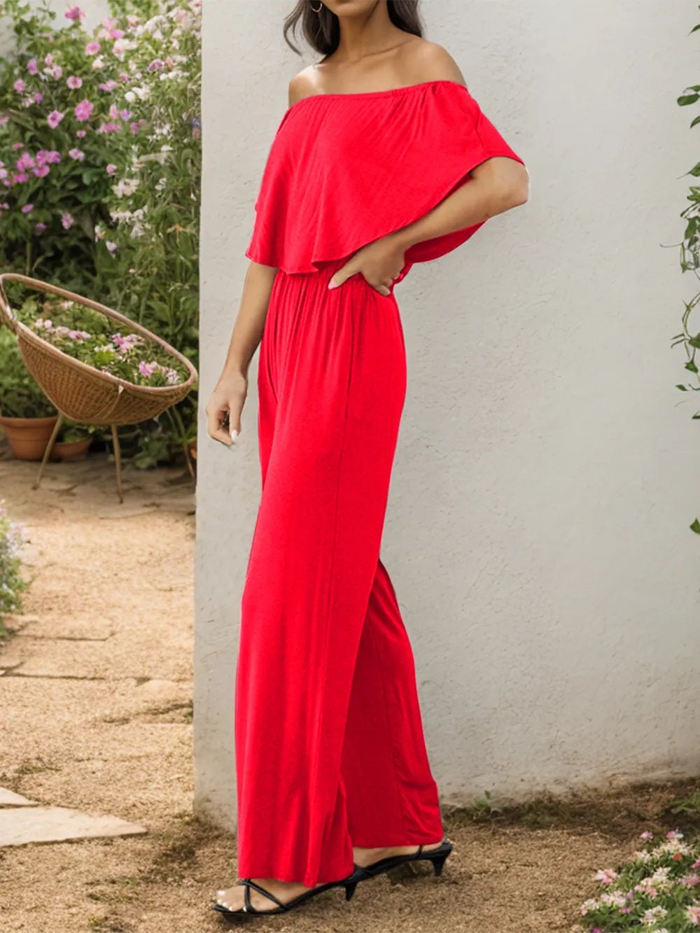 Off - Shoulder Wide Leg Jumpsuit - Style Chic Couture