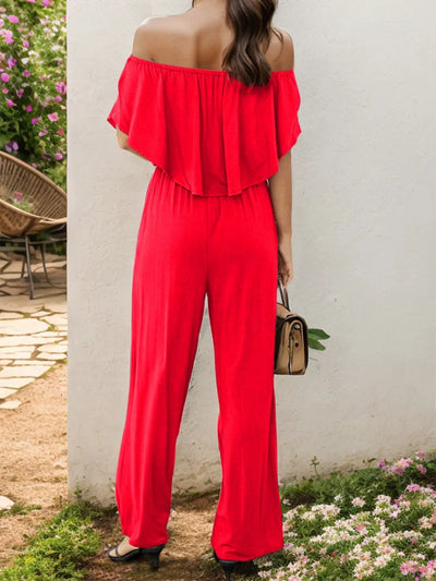 Off - Shoulder Wide Leg Jumpsuit - Style Chic Couture