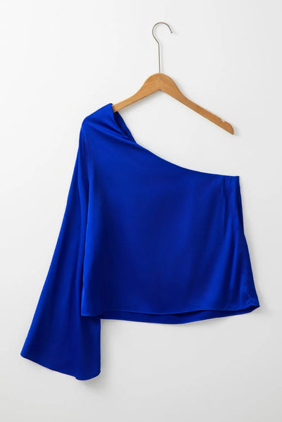One Shoulder Long Sleeve Blouse - Style Chic Couture