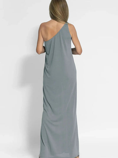 One - Shoulder Maxi Dress with Side Slit - Style Chic Couture