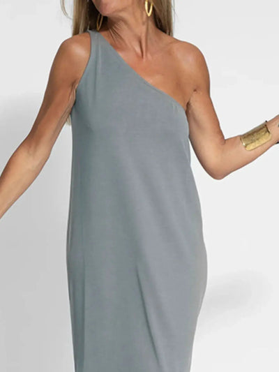 One - Shoulder Maxi Dress with Side Slit - Style Chic Couture
