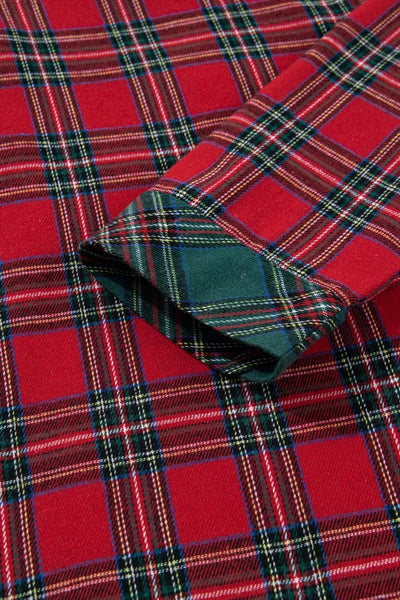 Christmas Plaid Long Sleeve Shirt & Short Pajama Set