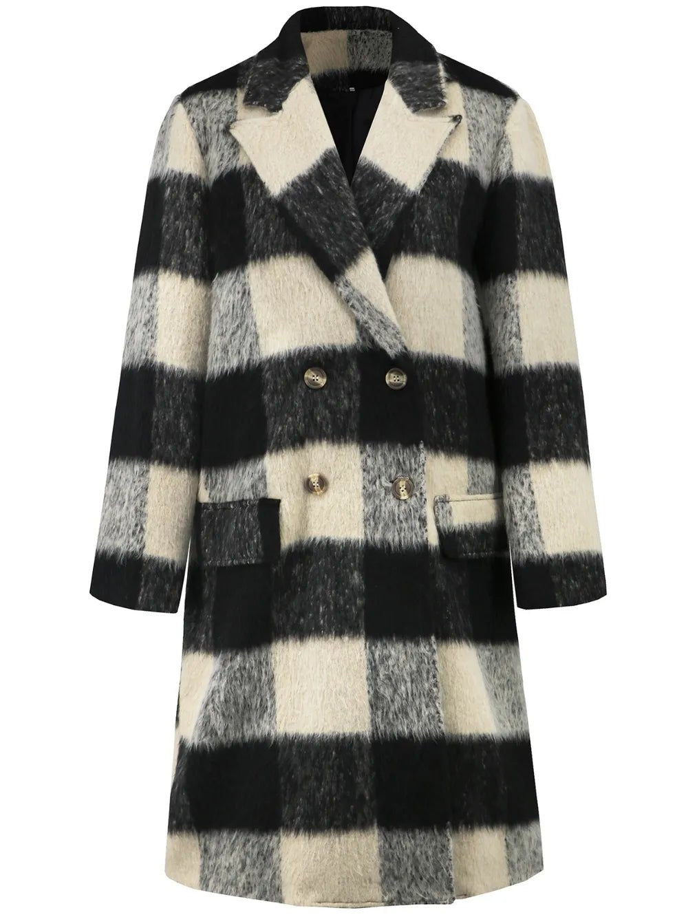 Chic Plaid Double-Breasted Coat - Style Chic Couture