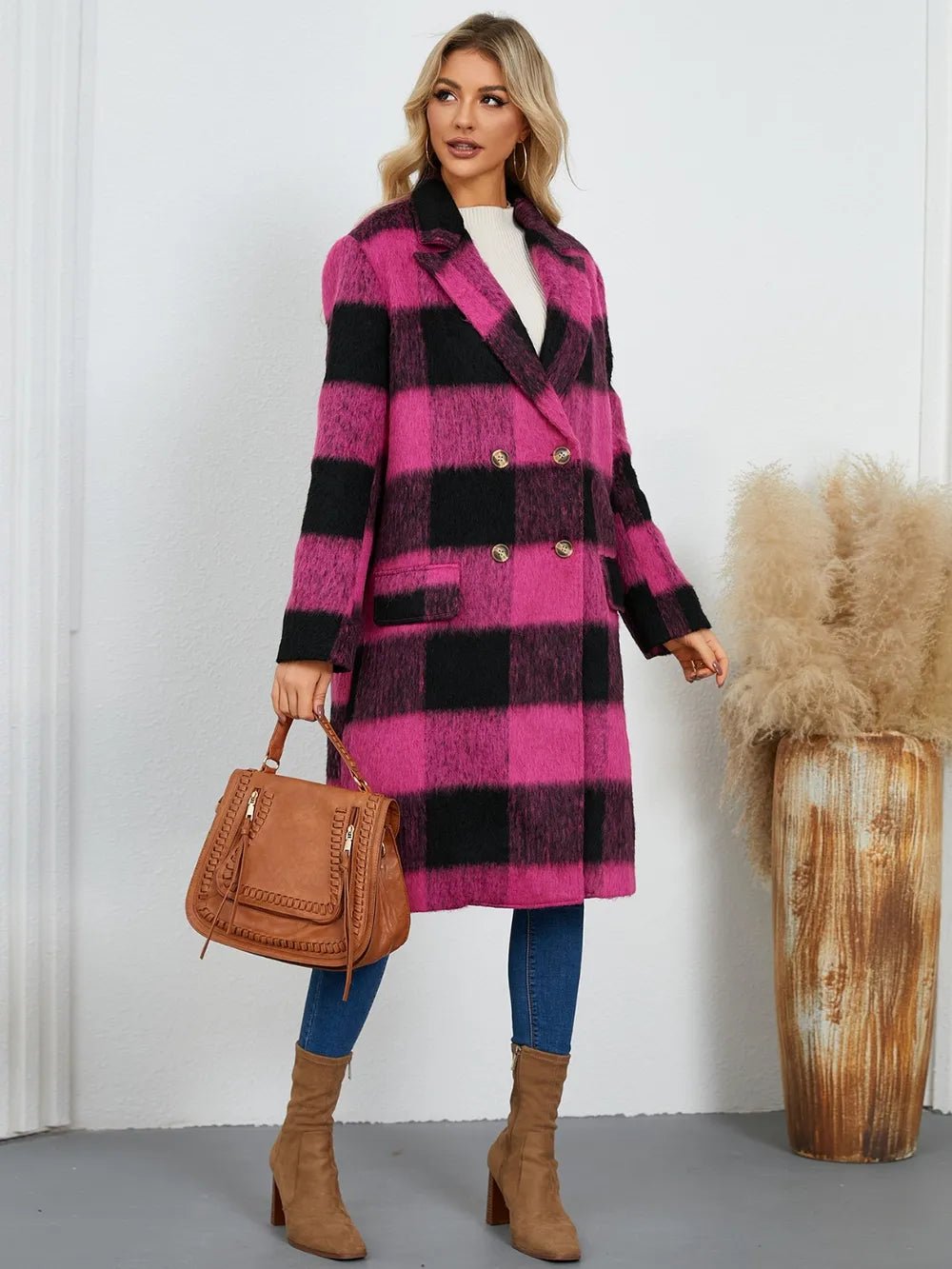 Chic Plaid Double-Breasted Coat - Style Chic Couture
