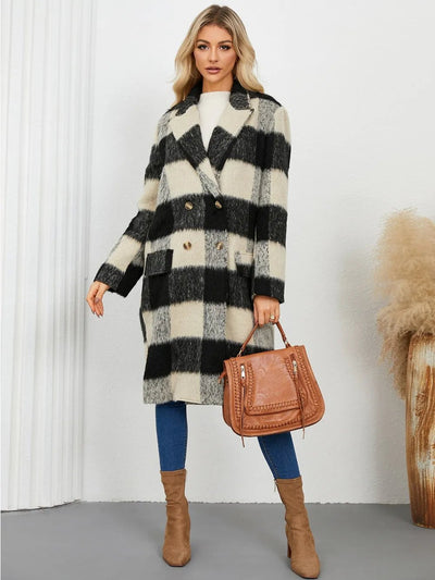 Chic Plaid Double-Breasted Coat - Style Chic Couture