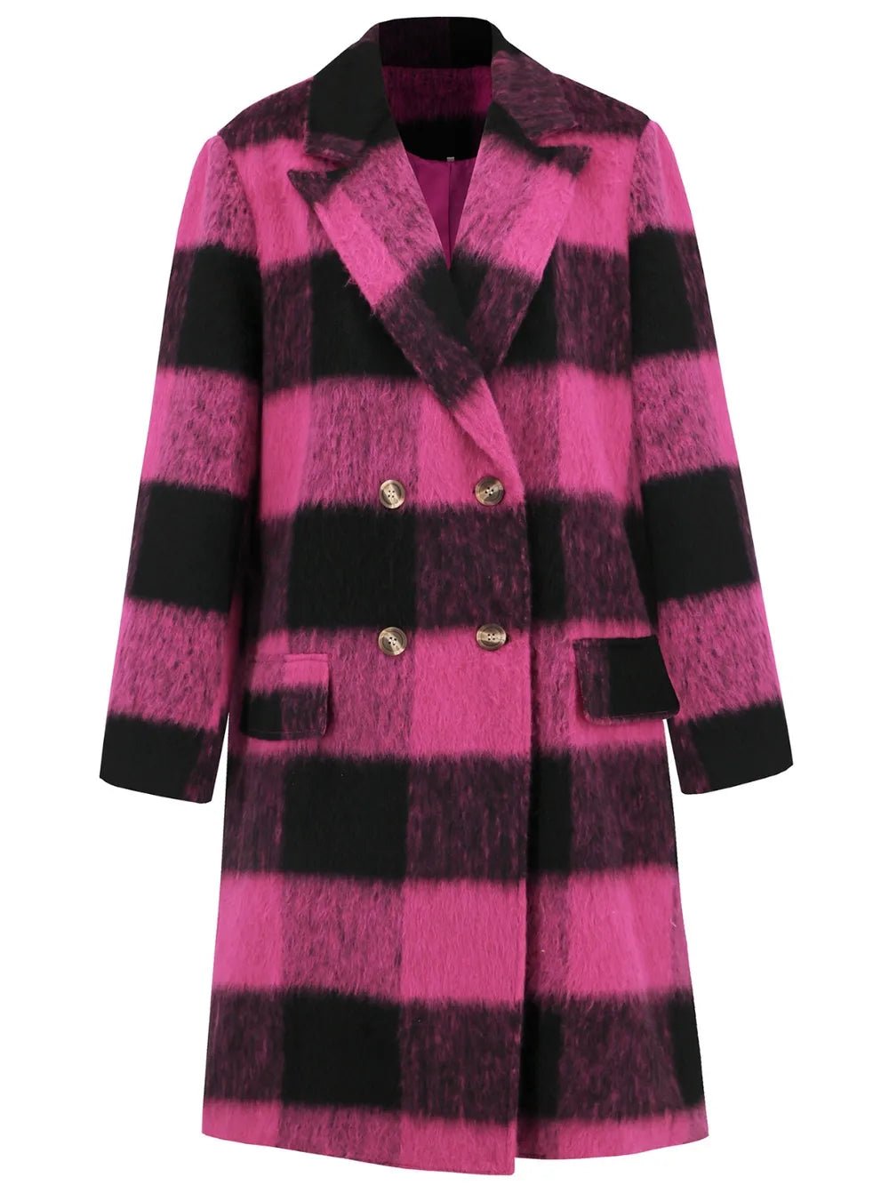 Chic Plaid Double-Breasted Coat - Style Chic Couture