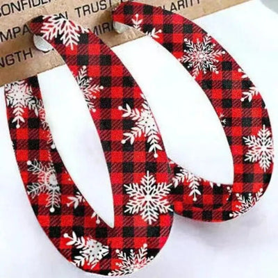 Plaid PU Leather Hoop Earrings - Style Chic Couture