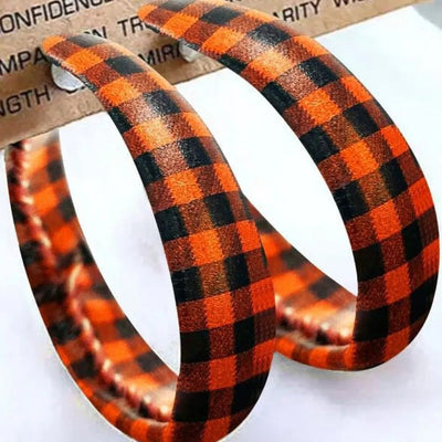 Plaid PU Leather Hoop Earrings - Style Chic Couture