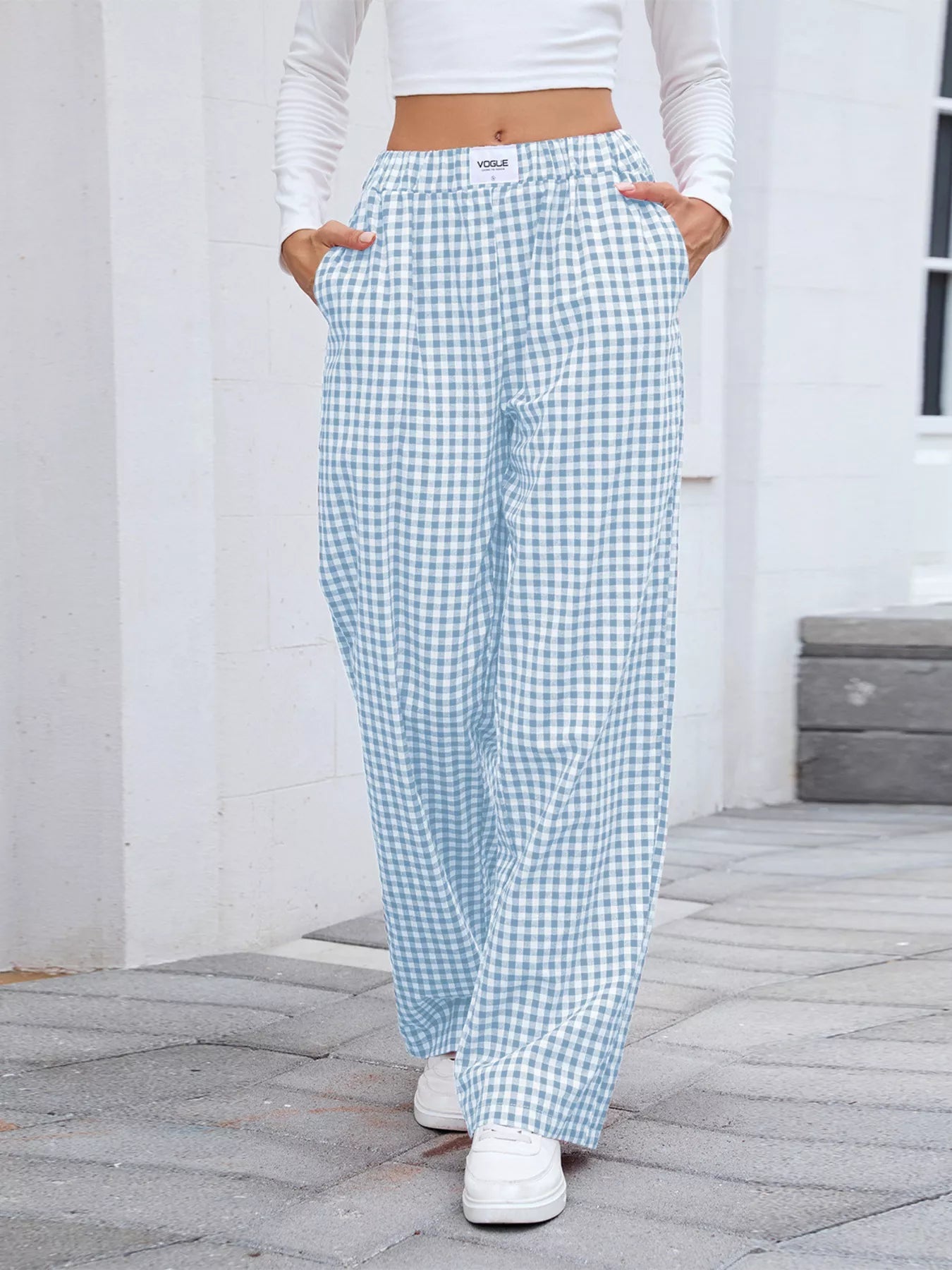 Plaid Wide Leg Casual Pants - Style Chic Couture