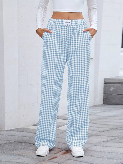 Plaid Wide Leg Casual Pants - Style Chic Couture