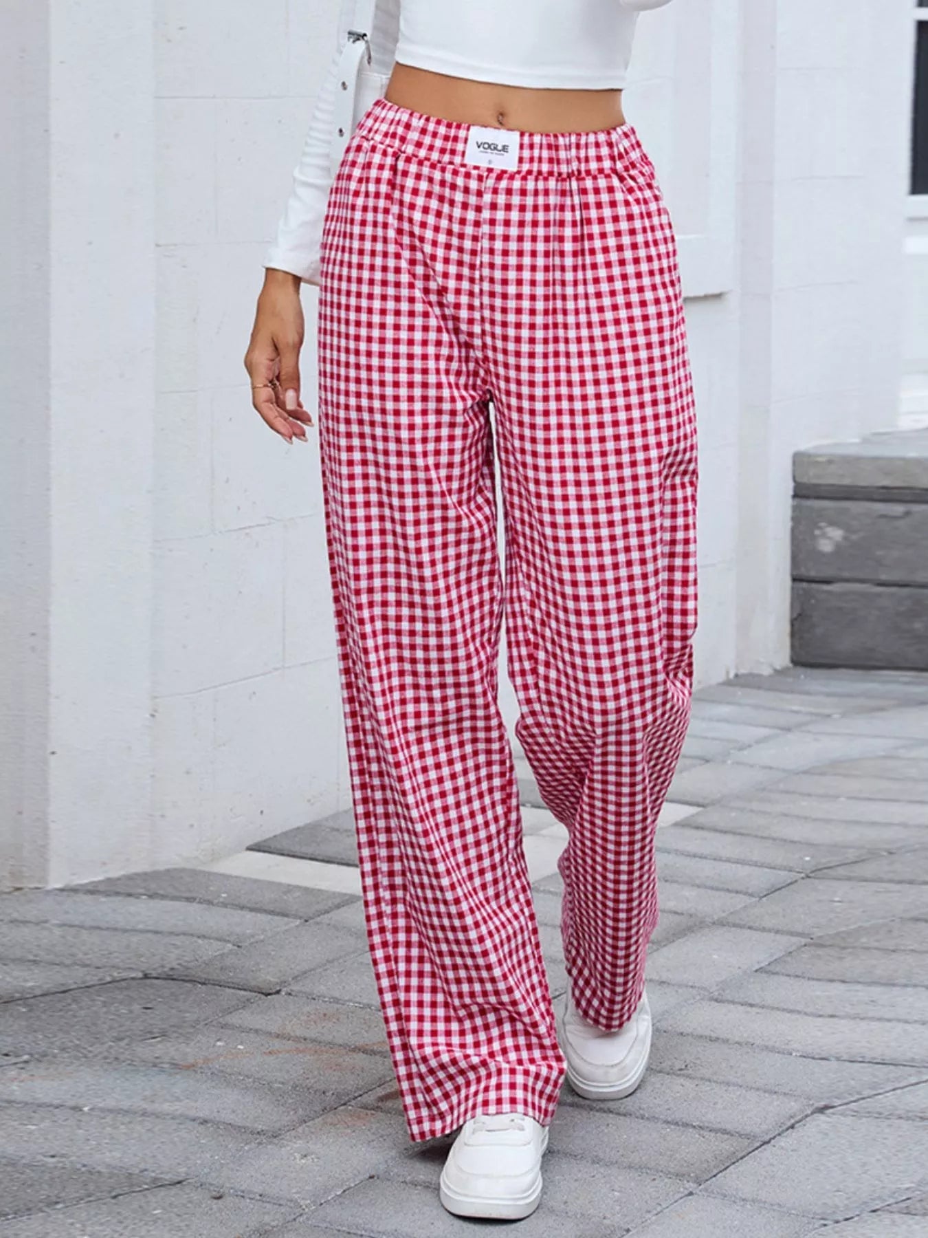 Plaid Wide Leg Casual Pants - Style Chic Couture