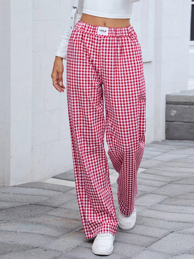 Plaid Wide Leg Casual Pants - Style Chic Couture