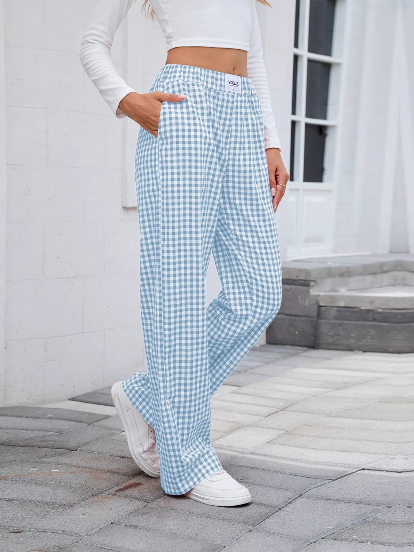Plaid Wide Leg Casual Pants - Style Chic Couture