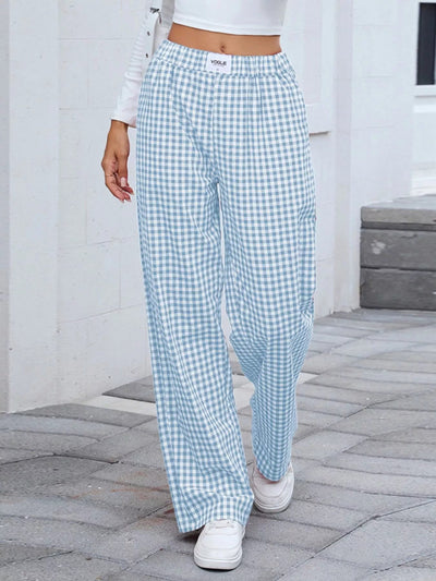 Plaid Wide Leg Casual Pants - Style Chic Couture