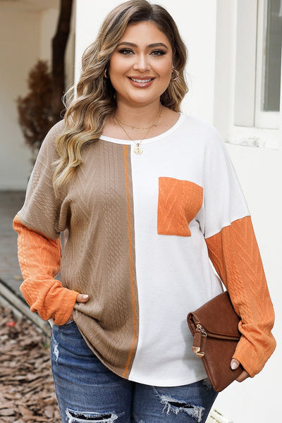 Plus Size Color Block Dropped Shoulder Blouse - Style Chic Couture