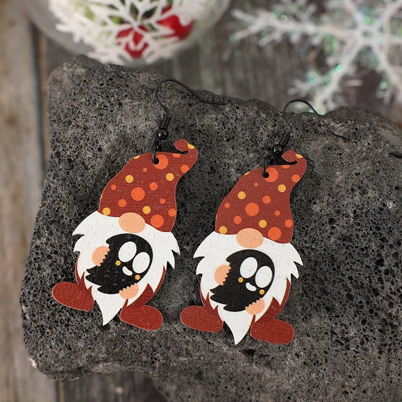 Wooden Gnome Dangle Earrings for Point Hat Fans - Style Chic Couture