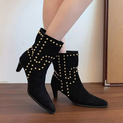 Point Toe Kitten Heels Boots - Style Chic Couture