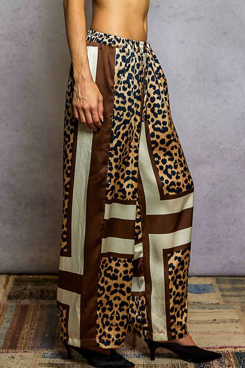 POL Leopard Printed Woven Wide Leg Drawstring Pants - Style Chic Couture