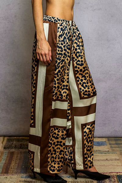 POL Leopard Printed Woven Wide Leg Drawstring Pants - Style Chic Couture