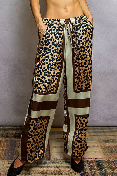 POL Leopard Printed Woven Wide Leg Drawstring Pants - Style Chic Couture