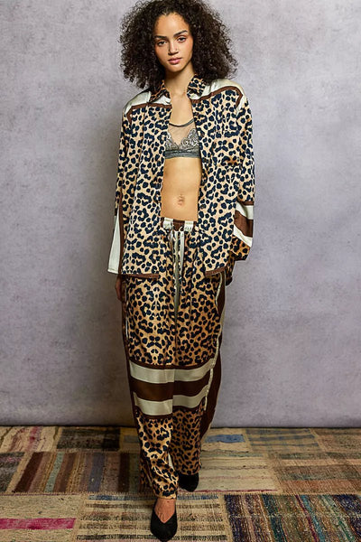 POL Leopard Printed Woven Wide Leg Drawstring Pants - Style Chic Couture