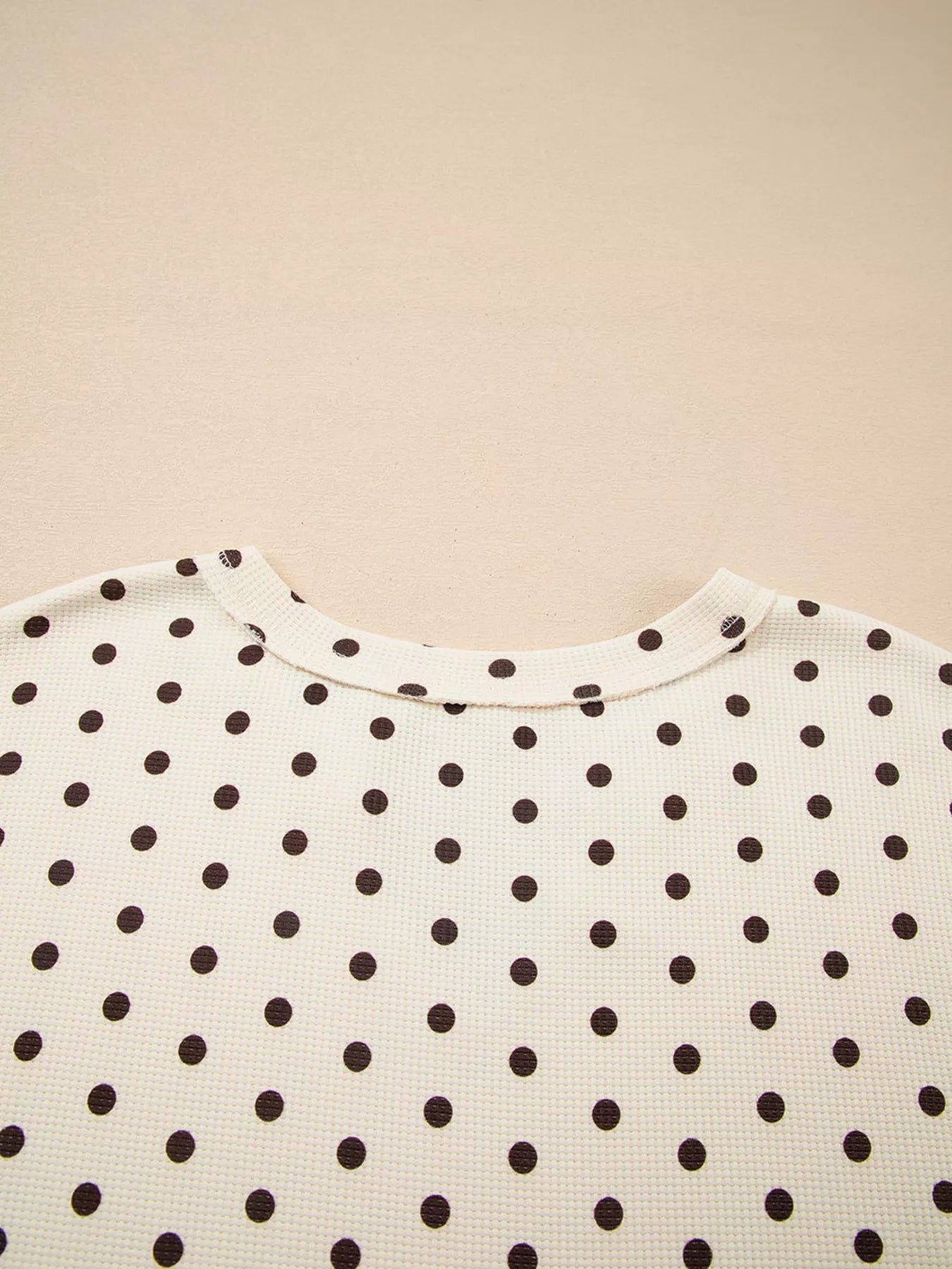 Polka Dot Lounge Set with Notched Long Sleeve Top & Joggers