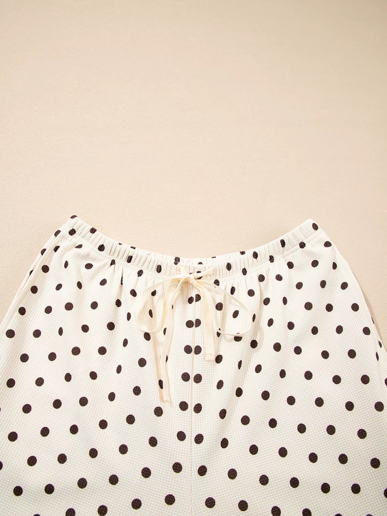 Polka Dot Lounge Set with Notched Long Sleeve Top & Joggers