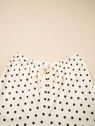 Polka Dot Lounge Set with Notched Long Sleeve Top & Joggers