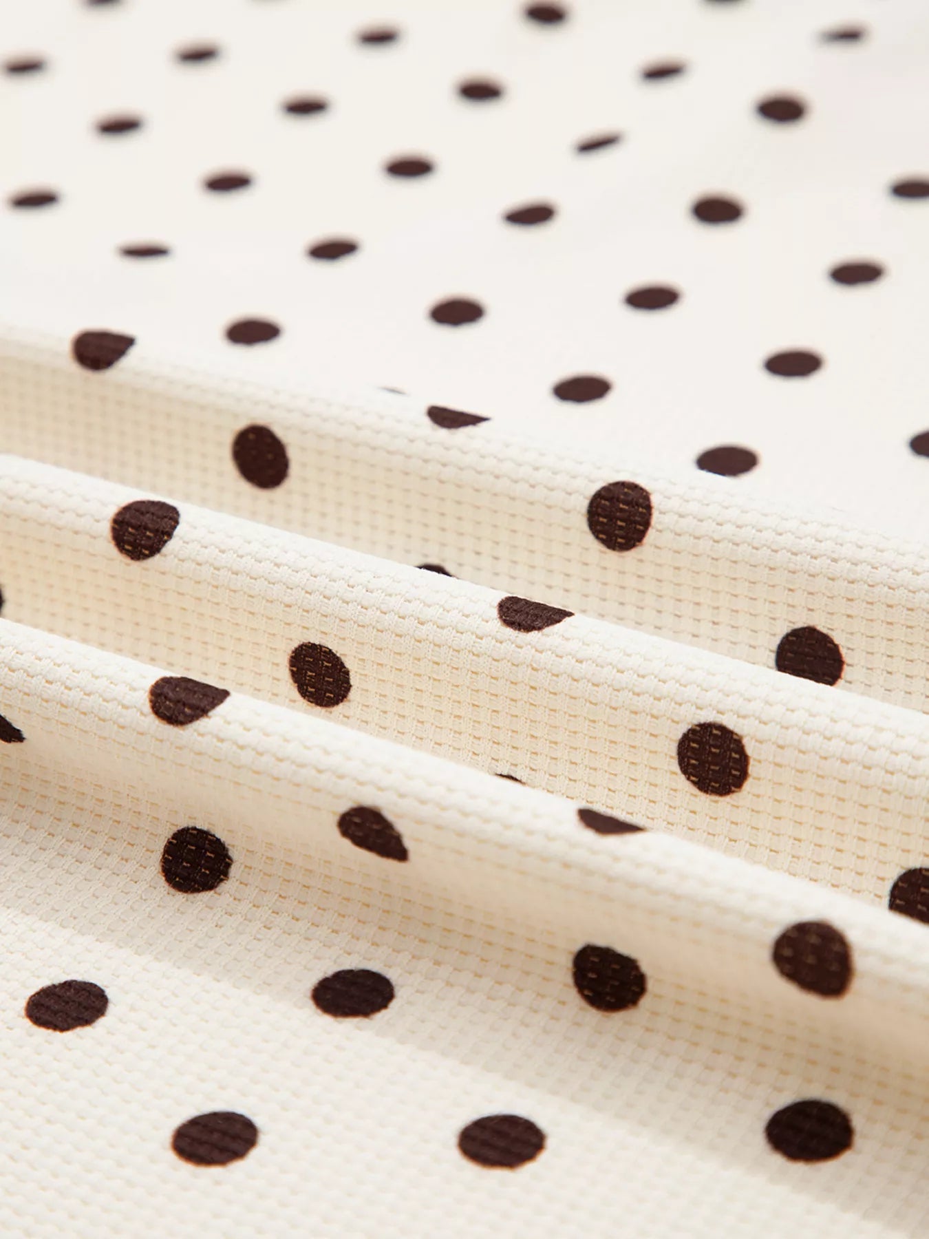 Polka Dot Lounge Set with Notched Long Sleeve Top & Joggers