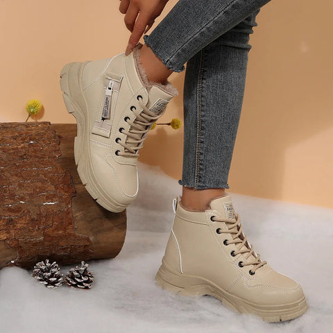 Premium Lace-Up Combat Boots with Fleece Line