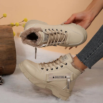 Premium Lace - Up Combat Boots with Fleece Line - Style Chic Couture
