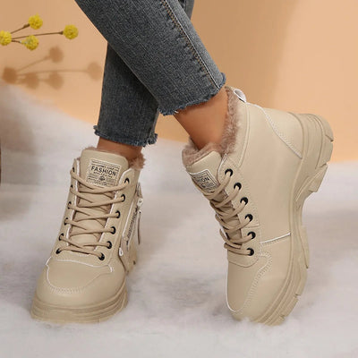 Premium Lace - Up Combat Boots with Fleece Line - Style Chic Couture