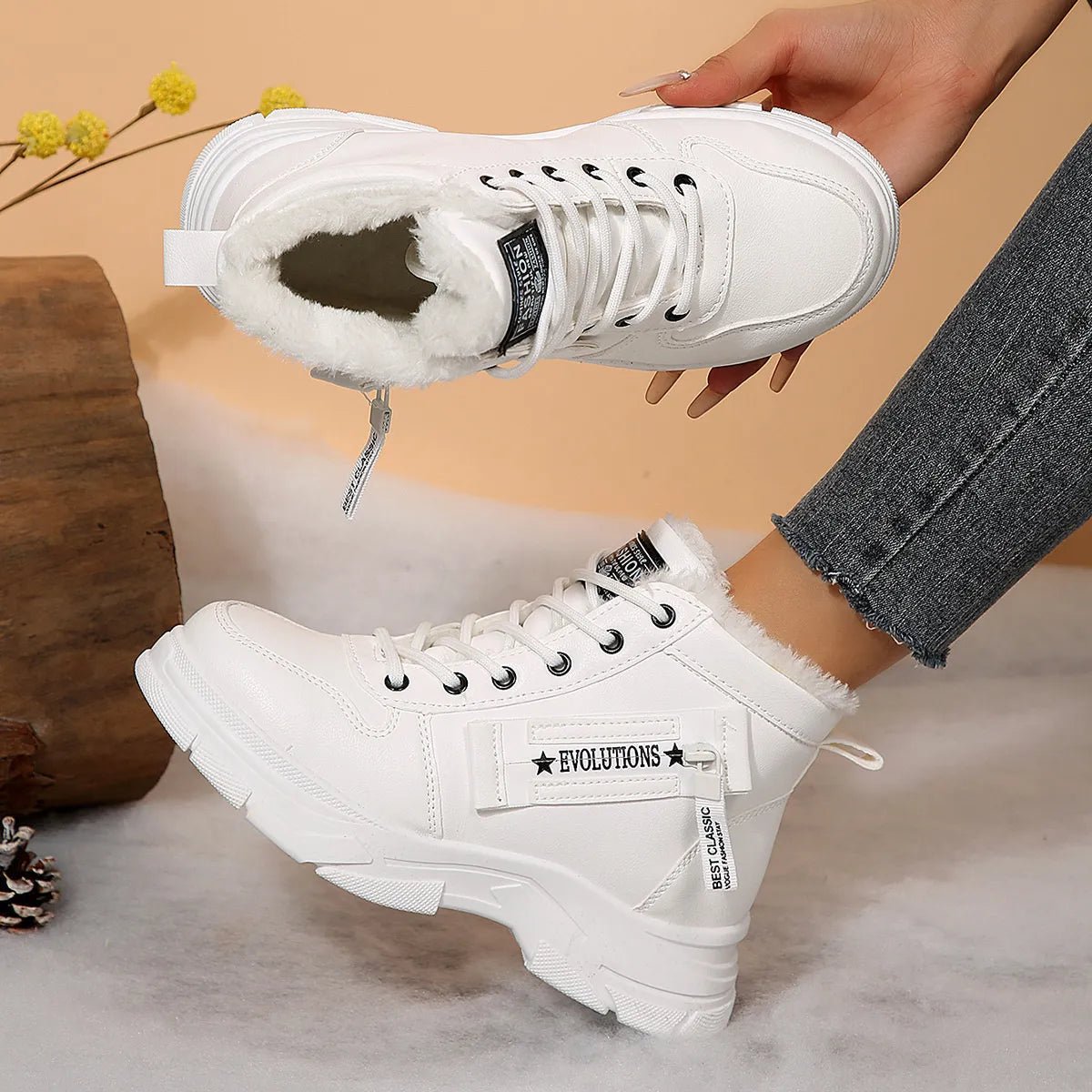 Premium Lace - Up Combat Boots with Fleece Line - Style Chic Couture