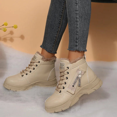 Premium Lace - Up Combat Boots with Fleece Line - Style Chic Couture