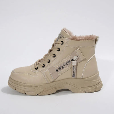 Premium Lace - Up Combat Boots with Fleece Line - Style Chic Couture