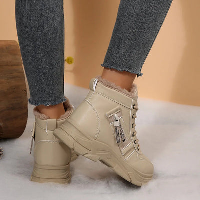 Premium Lace - Up Combat Boots with Fleece Line - Style Chic Couture