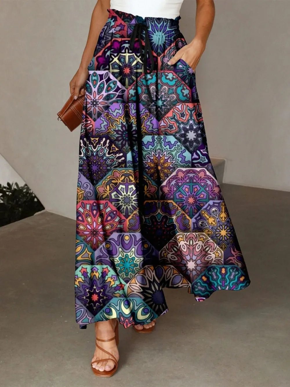 Printed Maxi Skirt with Pockets - Style Chic Couture