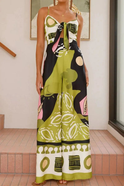 Printed Sweetheart Neck Jumpsuit - Style Chic Couture