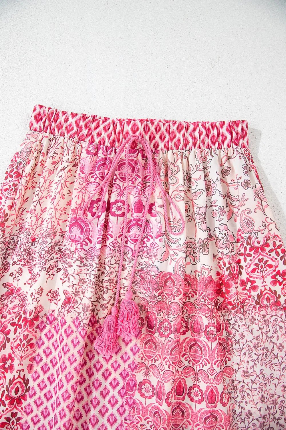 Printed Tassel Drawstring High Waist Maxi Skirt - Style Chic Couture